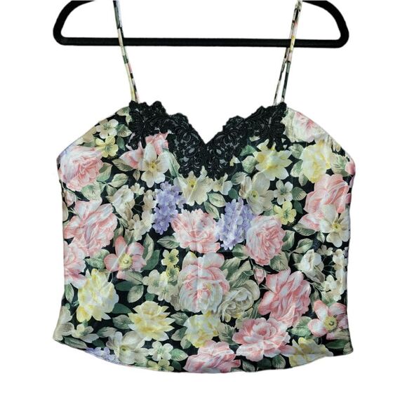 Vintage Victoria’s Secret Gold Label Floral Silk Satin Top Camisole Tank Lace L - Picture 4 of 13